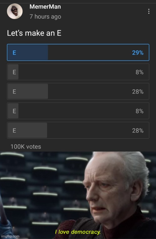 image tagged in i love democracy | made w/ Imgflip meme maker