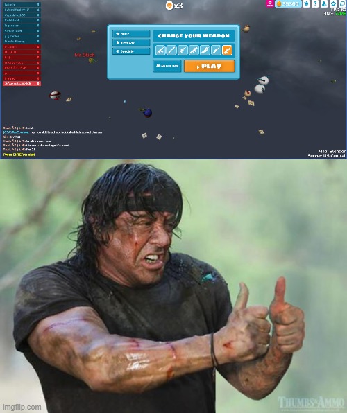 i h8 ma game rn | image tagged in thumbs up rambo | made w/ Imgflip meme maker