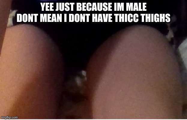 YEE JUST BECAUSE IM MALE DONT MEAN I DONT HAVE THICC THIGHS | made w/ Imgflip meme maker