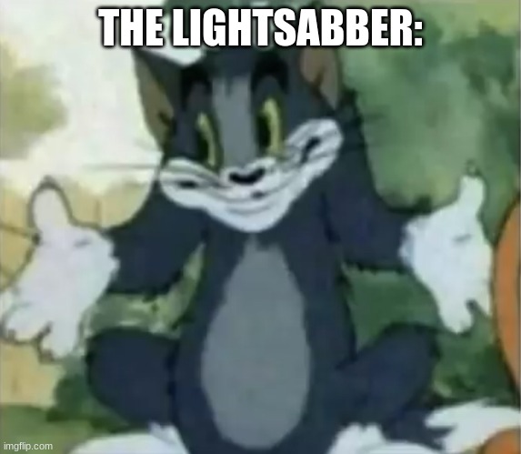 Shrugging Tom | THE LIGHTSABBER: | image tagged in shrugging tom | made w/ Imgflip meme maker