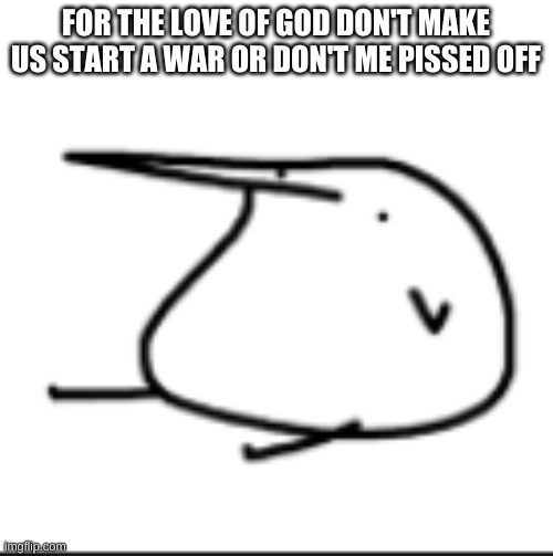 BERD | FOR THE LOVE OF GOD DON'T MAKE US START A WAR OR DON'T ME PISSED OFF | image tagged in berd | made w/ Imgflip meme maker