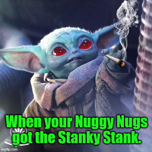 Nuggy Nugs | When your Nuggy Nugs got the Stanky Stank. | image tagged in marijuana,weed,baby yoda | made w/ Imgflip meme maker