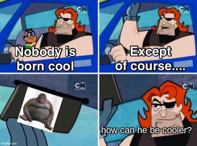 lol | how can he be cooler? | image tagged in nobody is born cool | made w/ Imgflip meme maker