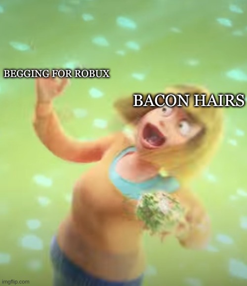 B A C O N | BEGGING FOR ROBUX; BACON HAIRS | image tagged in memes | made w/ Imgflip meme maker