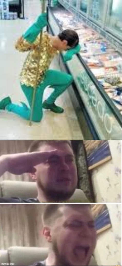 Rest In Peace fish friends | image tagged in crying salute | made w/ Imgflip meme maker