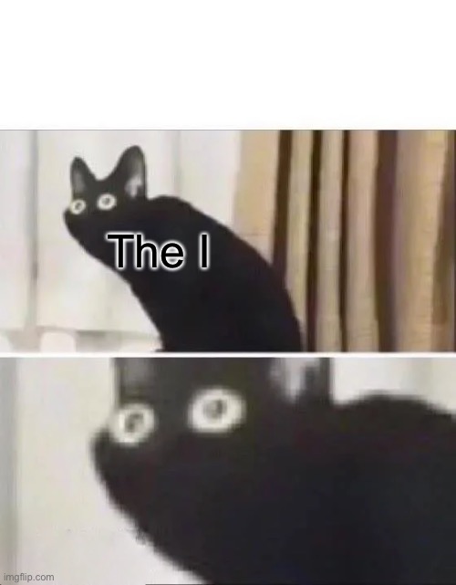 Oh No Black Cat | The I | image tagged in oh no black cat | made w/ Imgflip meme maker