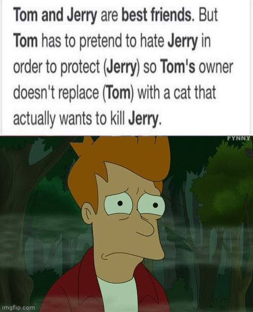 Very Sad Fry from Futurama | image tagged in very sad fry from futurama,tom and jerry | made w/ Imgflip meme maker