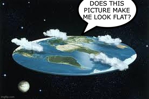 Flat Earth | DOES THIS PICTURE MAKE ME LOOK FLAT? | image tagged in flat earth | made w/ Imgflip meme maker