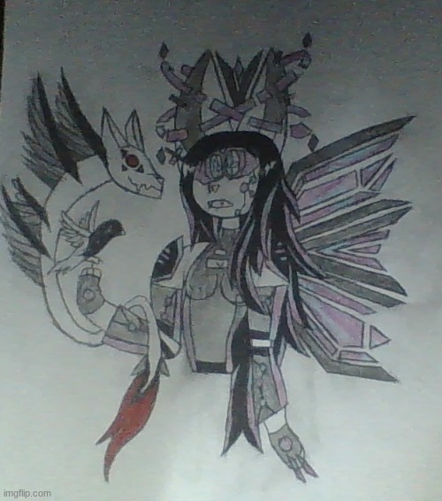 This is actually my first half-body drawing. Pretty proud of said drawing, even got to sneak lore in there. | made w/ Imgflip meme maker