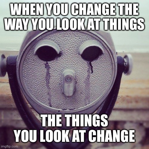 WHEN YOU CHANGE THE WAY YOU LOOK AT THINGS THE THINGS YOU LOOK AT CHANGE | made w/ Imgflip meme maker