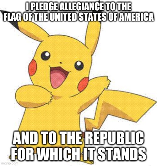 Pokemon | I PLEDGE ALLEGIANCE TO THE FLAG OF THE UNITED STATES OF AMERICA; AND TO THE REPUBLIC FOR WHICH IT STANDS | image tagged in pokemon | made w/ Imgflip meme maker