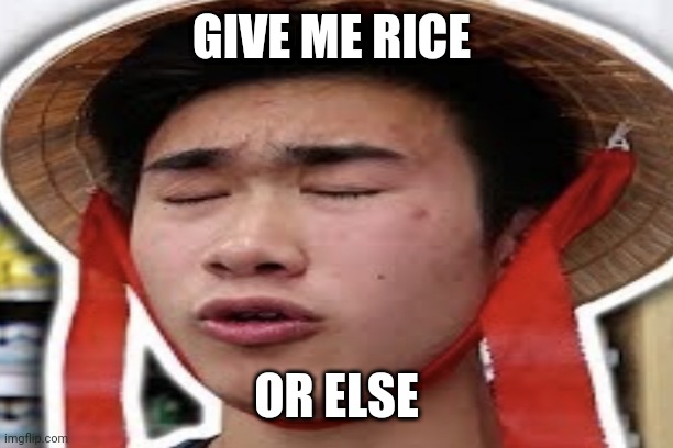 GIVE ME RICE; OR ELSE | image tagged in feeding | made w/ Imgflip meme maker