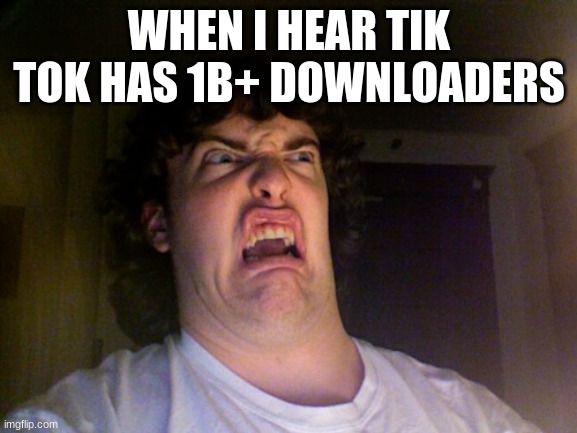 there goes a big precentage of our population or we could just ban tik tok | WHEN I HEAR TIK TOK HAS 1B+ DOWNLOADERS | image tagged in memes,oh no | made w/ Imgflip meme maker