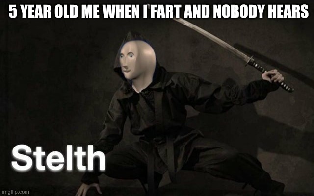 stelth |  5 YEAR OLD ME WHEN I FART AND NOBODY HEARS | image tagged in stelth,memes,meme man,stonks,fart,potty humor | made w/ Imgflip meme maker