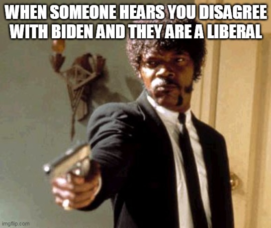 That always happens | WHEN SOMEONE HEARS YOU DISAGREE WITH BIDEN AND THEY ARE A LIBERAL | image tagged in memes,say that again i dare you,biden,liberal | made w/ Imgflip meme maker