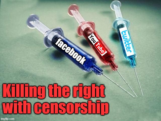 Injecting free speech with censorship like they tried in the 90's. | facebook; Killing the right 
with censorship | image tagged in politics,censorship,free speech | made w/ Imgflip meme maker