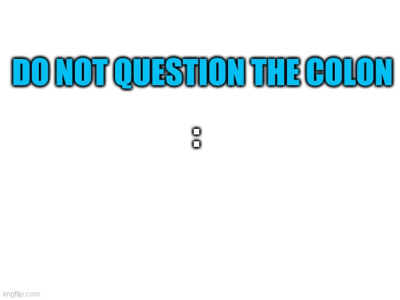 Blank White Template | DO NOT QUESTION THE COLON; : | image tagged in g | made w/ Imgflip meme maker