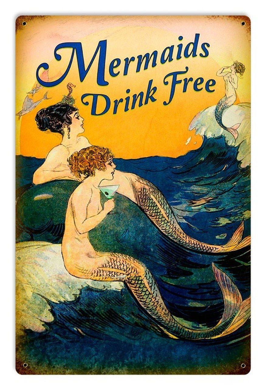 Mermaids drink free Blank Meme Template