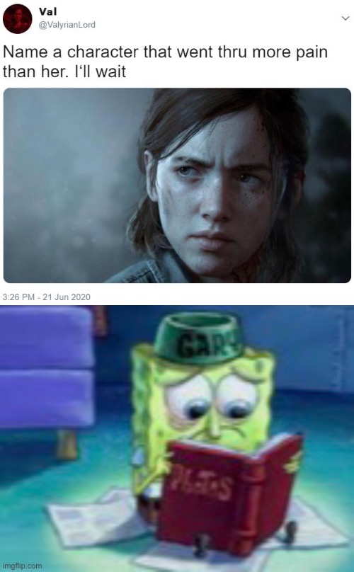 image tagged in name a character that went thru more pain than her i'll wait,spongebob,ill have you know spongebob | made w/ Imgflip meme maker