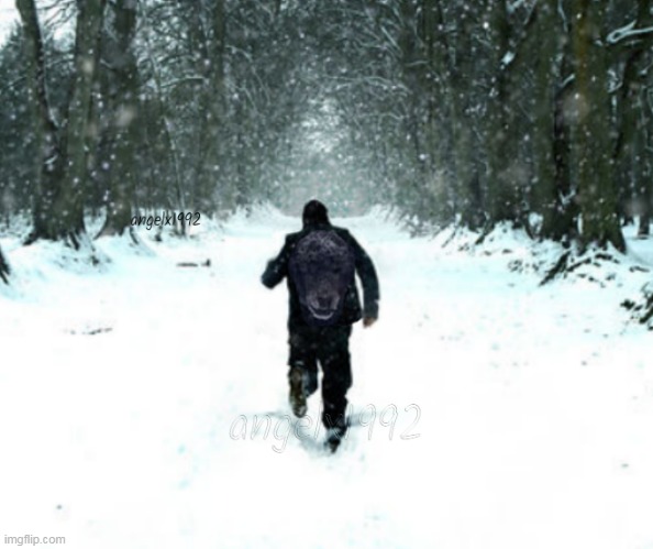 image tagged in dog,winter,man,running,snow,jacket | made w/ Imgflip meme maker