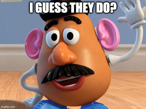 Mr Potato Head | I GUESS THEY DO? | image tagged in mr potato head | made w/ Imgflip meme maker