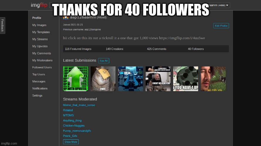 THANKS FOR 40 FOLLOWERS | made w/ Imgflip meme maker