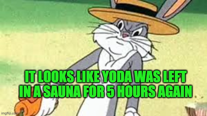 Does it look like i care | IT LOOKS LIKE YODA WAS LEFT IN A SAUNA FOR 5 HOURS AGAIN | image tagged in does it look like i care | made w/ Imgflip meme maker