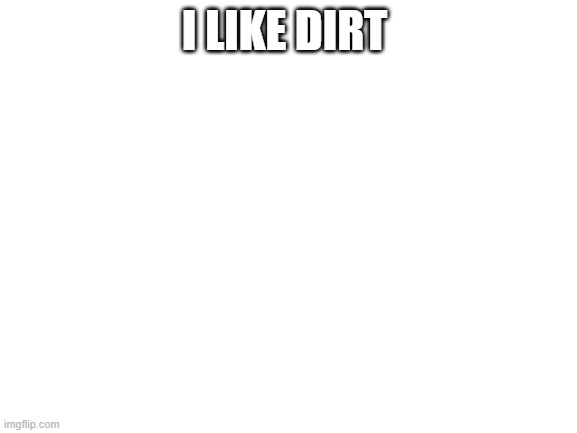 yes | I LIKE DIRT | image tagged in blank white template | made w/ Imgflip meme maker