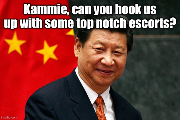 Xi Jinping | Kammie, can you hook us up with some top notch escorts? | image tagged in xi jinping | made w/ Imgflip meme maker