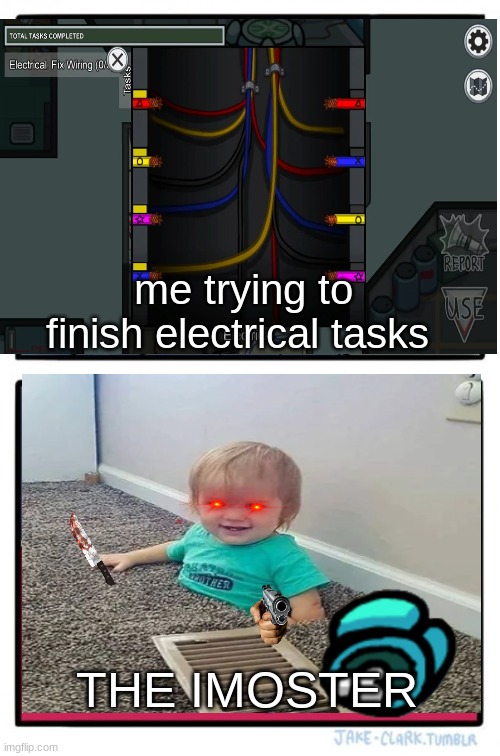 Two Buttons | me trying to finish electrical tasks; THE IMOSTER | image tagged in memes,two buttons | made w/ Imgflip meme maker