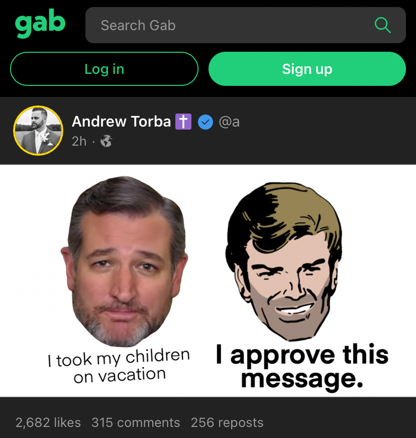 Gab Ted Cruz Blank Meme Template