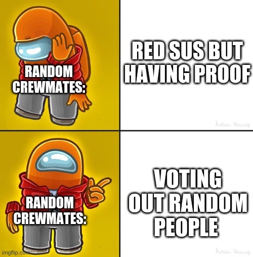 Among us Drake | RED SUS BUT HAVING PROOF; RANDOM CREWMATES:; VOTING OUT RANDOM PEOPLE; RANDOM CREWMATES: | image tagged in among us drake | made w/ Imgflip meme maker