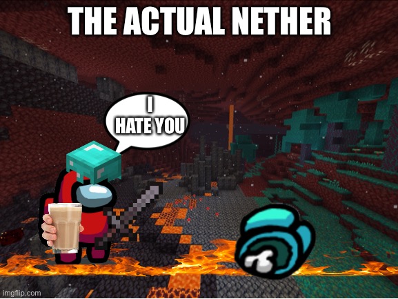 The nether these Deys | THE ACTUAL NETHER; I HATE YOU | image tagged in memes,among us | made w/ Imgflip meme maker