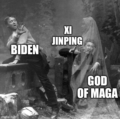 Ghost | XI JINPING; BIDEN; GOD OF MAGA | image tagged in ghost | made w/ Imgflip meme maker