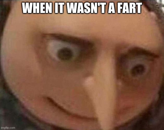 gru meme | WHEN IT WASN'T A FART | image tagged in gru meme | made w/ Imgflip meme maker