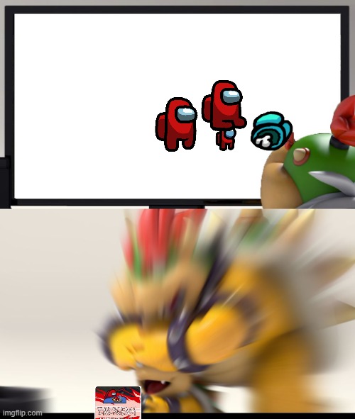 Bowser and red the strong mini crewmate = impostor | image tagged in bowser and bowser jr nsfw | made w/ Imgflip meme maker