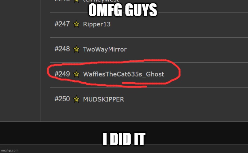 party in comments | OMFG GUYS; I DID IT | image tagged in leaderboard | made w/ Imgflip meme maker