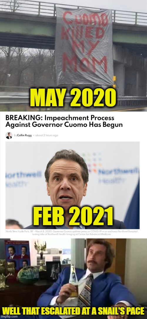 A Republican Would Have Been Impeached on May 31st 2020 |  MAY 2020; FEB 2021; WELL THAT ESCALATED AT A SNAIL'S PACE | image tagged in memes,well that escalated quickly | made w/ Imgflip meme maker