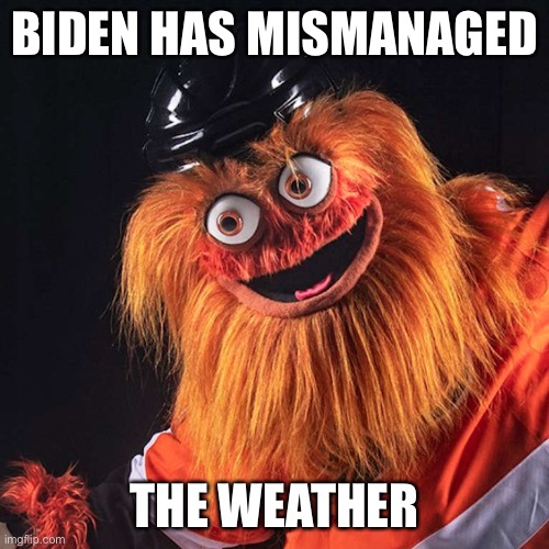 Gritty | BIDEN HAS MISMANAGED THE WEATHER | image tagged in gritty | made w/ Imgflip meme maker