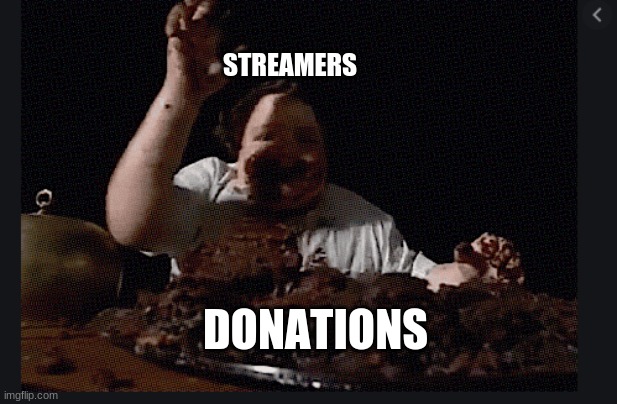 Bruce eating cake | STREAMERS; DONATIONS | image tagged in memes | made w/ Imgflip meme maker