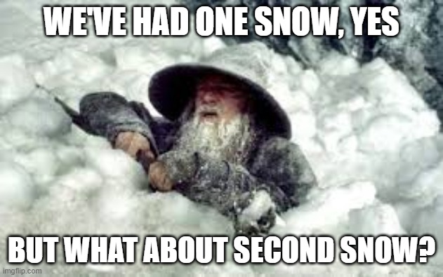 Snow | WE'VE HAD ONE SNOW, YES; BUT WHAT ABOUT SECOND SNOW? | image tagged in snow joke | made w/ Imgflip meme maker