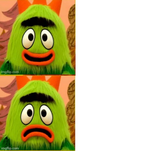 Brobee disaproves | image tagged in memes,drake hotline bling,yo gabba gabba | made w/ Imgflip meme maker