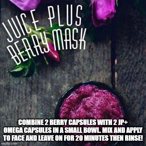 health | COMBINE 2 BERRY CAPSULES WITH 2 JP+ OMEGA CAPSULES IN A SMALL BOWL. MIX AND APPLY TO FACE AND LEAVE ON FOR 20 MINUTES THEN RINSE! | image tagged in health | made w/ Imgflip meme maker