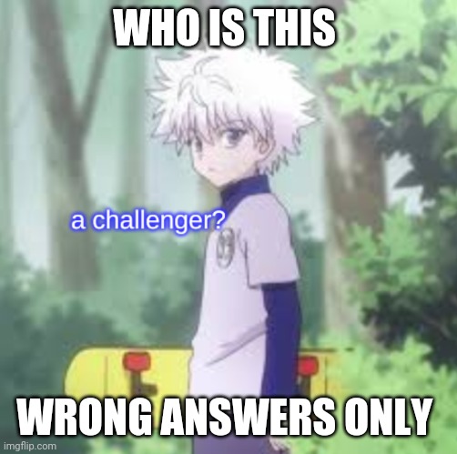 Why do i expect assassin tony hawk | WHO IS THIS; WRONG ANSWERS ONLY | image tagged in killua a challenger | made w/ Imgflip meme maker