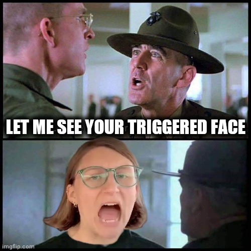 LET ME SEE YOUR TRIGGERED FACE | image tagged in triggered,ruth bader ginsburg,jarhead,memes,funny,i dunno bro | made w/ Imgflip meme maker