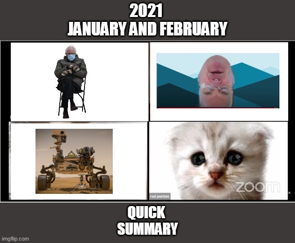 2021 
JANUARY AND FEBRUARY; QUICK 
SUMMARY | image tagged in 2021,memes | made w/ Imgflip meme maker