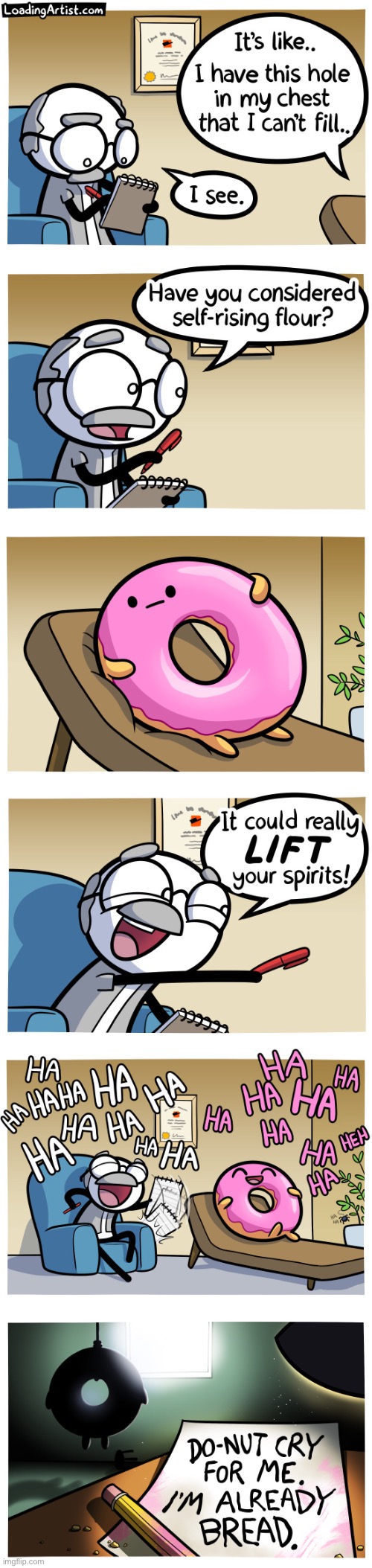 Oh god... | image tagged in memes,funny,comics,donut,bad jokes,lol | made w/ Imgflip meme maker