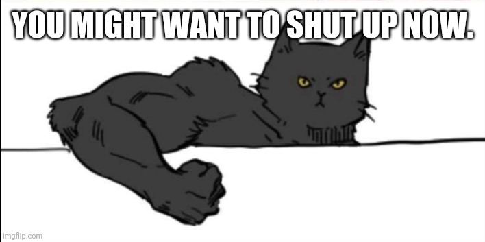 Buff cat | YOU MIGHT WANT TO SHUT UP NOW. | image tagged in buff cat | made w/ Imgflip meme maker