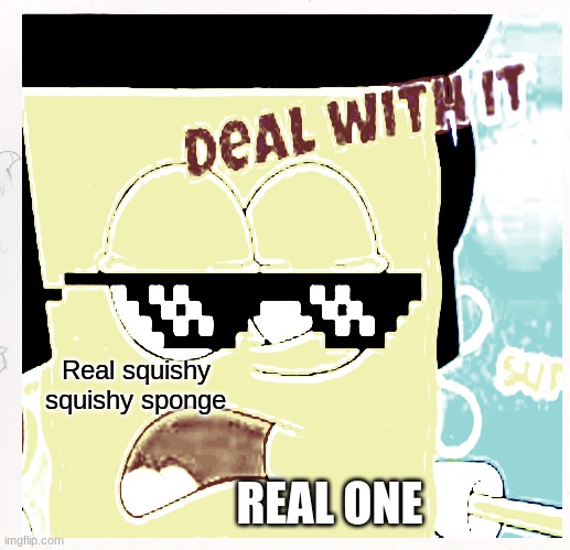 Squishy sponge | Real squishy squishy sponge; REAL ONE | image tagged in spongebob | made w/ Imgflip meme maker