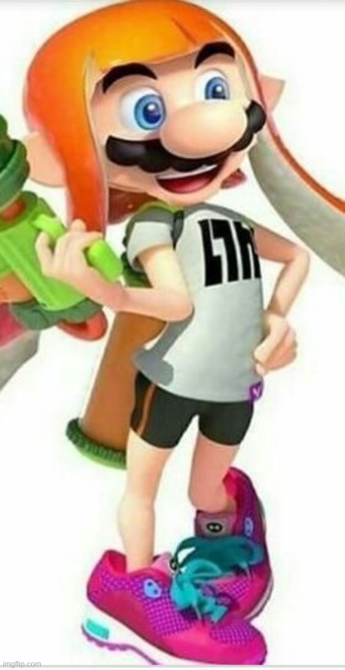 splatoon fans won't like this | image tagged in memes,funny,splatoon,cursed image,mario | made w/ Imgflip meme maker